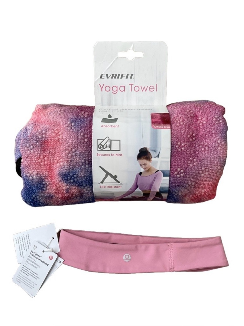 NWT Bundle Lululemon Luxtreme Training Headband and Evrifit Yoga Towel